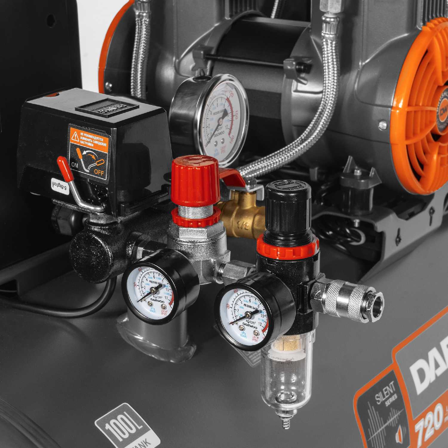 Компрессор воздушный DAEWOO Компрессор поршневой DAEWOO DAC 720S (4.8кВт, 720л/мин) фотография 6