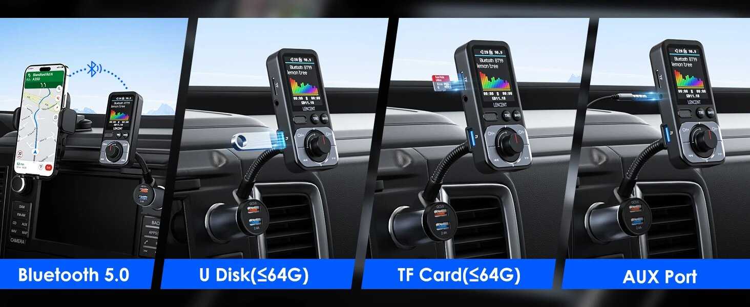 FM-трансмиттер автомобильный с 2USB-портами и поддержкой Bluetooth 5,0 (BT99) фотография 9
