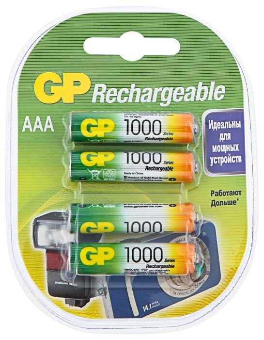 Аккумулятор Ni-Mh 1000 мА·ч 1.2 В GP Rechargeable 1000 Series AAA фотография 9