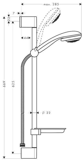 Душевой гарнитур hansgrohe Crometta 85 Vario/Unica'Crometta 27764000, хром фотография 1