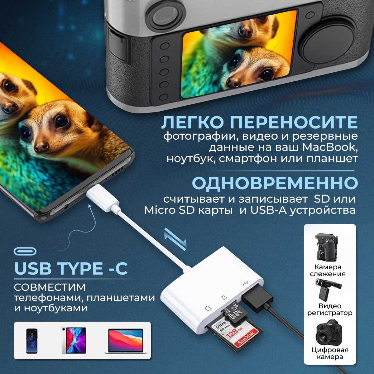 Кардридер Универсальный кардридер 5 в 1 фотография 8
