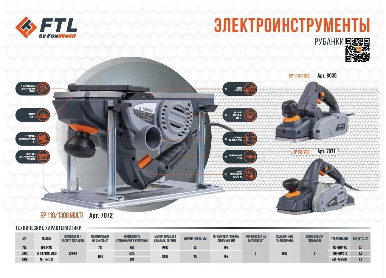Аккумуляторный рубанок FTL EP 82/700 (7071) фотография 16