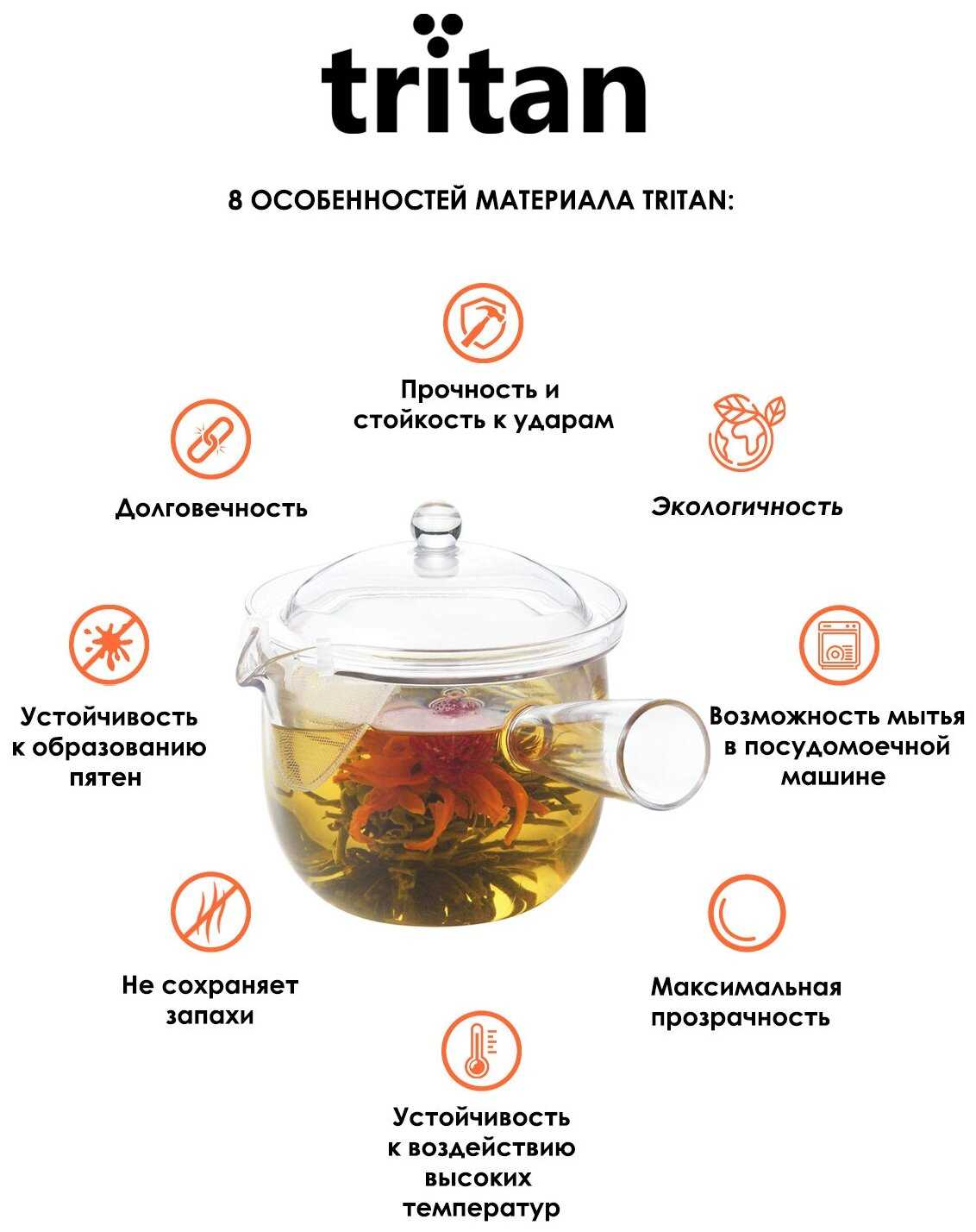 Заварочный чайник с ручкой, крышкой и насадкой-ситечком 480 мл, 17,2х12,7х12 см Akebono фотография 5