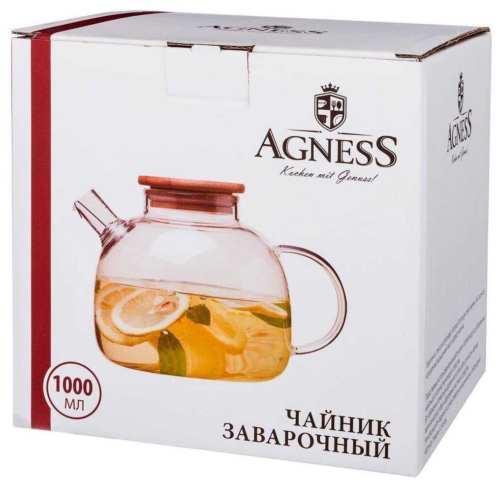 Agness Заварочный чайник с бамбуковой крышкой 250-117, 1000 мл фотография 1