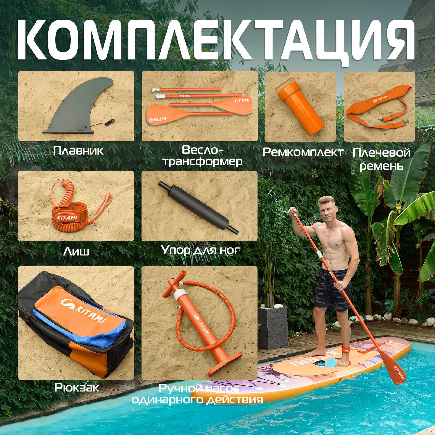 Сапборд надувная SUP доска (366х84х15 см) фотография 34