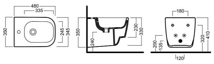 Биде подвесное hatria Fusion 48 YXJ8 с вертикальным выпуском фотография 1