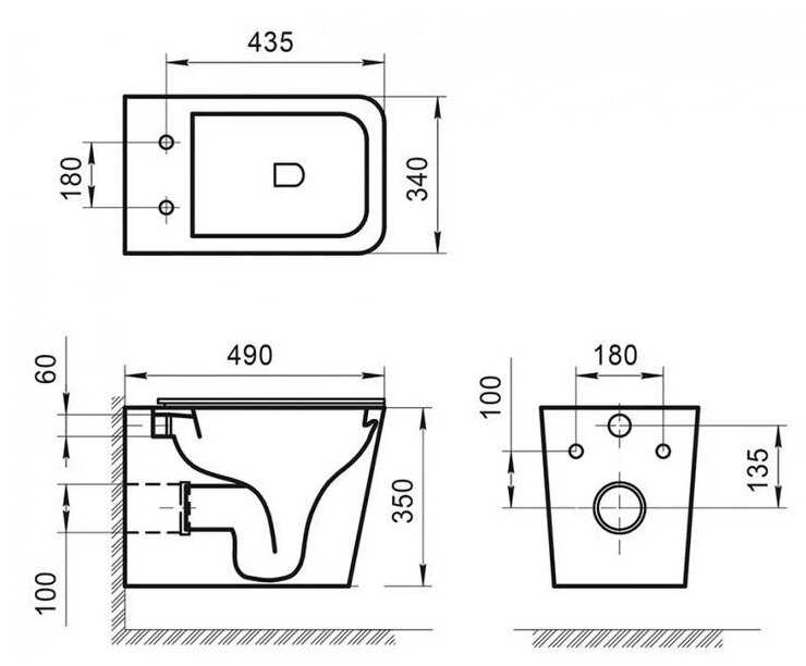 Чаша унитаза подвесная BelBagno ARDENTE-R BB520CHR с горизонтальным выпуском фотография 1