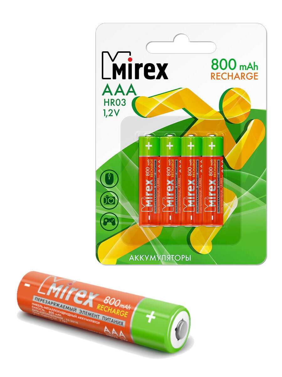Аккумулятор Mirex HR03 (800мА/ч) фотография 11
