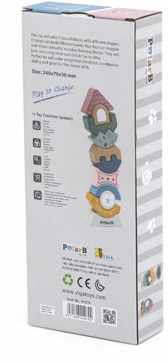Развивающие игрушки из дерева Viga Toys Пирамидка-балансир Башенка (44070) фотография 3