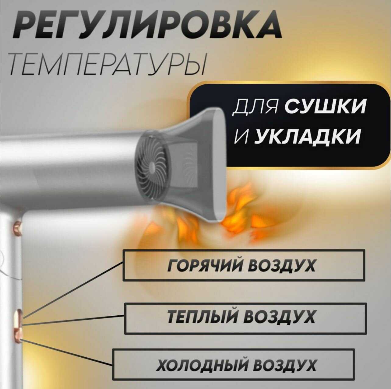 Фен для волос CRONIER профессиональный дорожный складной 1500Вт фотография 2