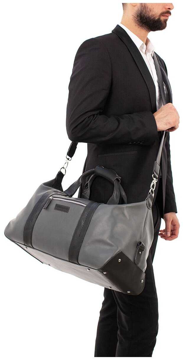 Кожаная дорожно-спортивная сумка Lakestone Woodstock Grey/Black фотография 1