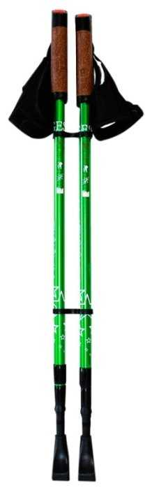 Палки для скандинавской ходьбы 2 шт телескопические складные GESS Classic Walker, зеленые, сменные насадки, система амортизации
