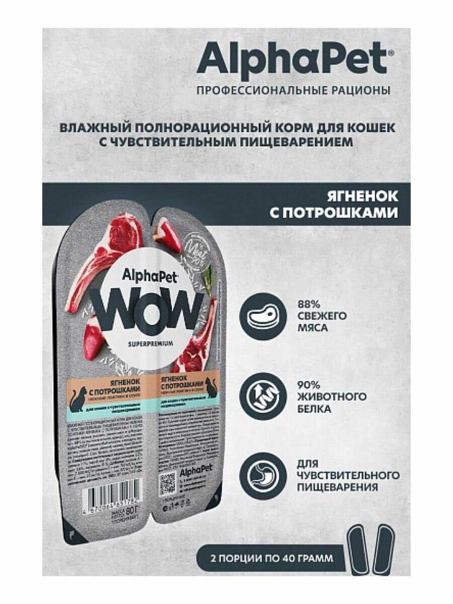 Влажный корм для кошек AlphaPet WOW (ломтики кролика с потрошками в соусе) фотография 27