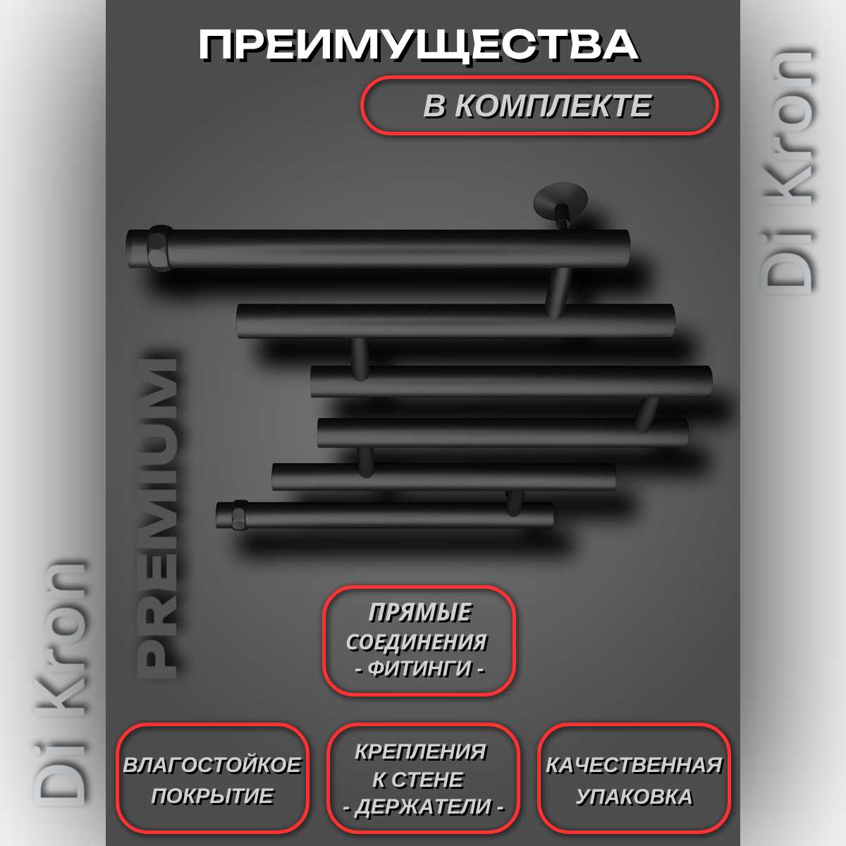 Полотенцесушитель Di Kron Premium-M1 (500х600) фотография 1