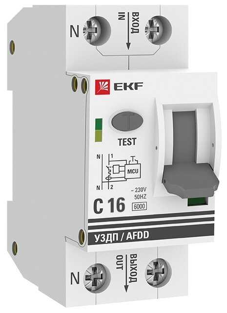 Устройство защиты при дуговом пробое EKF 1P+N 16А (C) 6 кА 2П