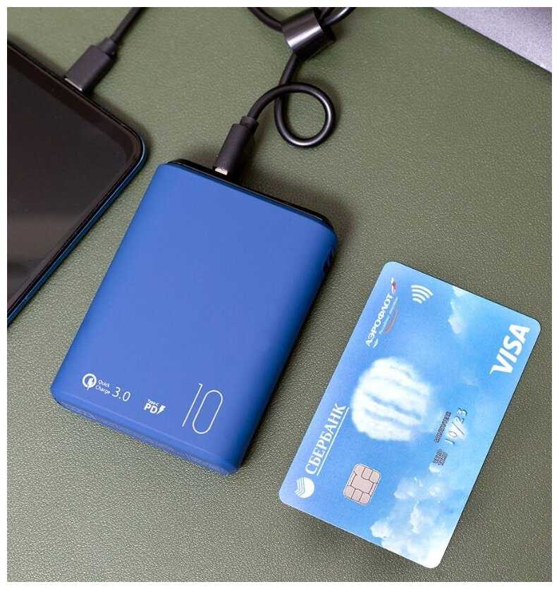 Внешний аккумулятор Olmio QS-10 20W 10000 mAh темно-синий фотография 3