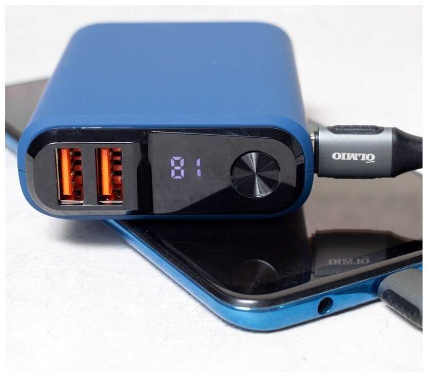 Внешний аккумулятор Olmio QS-10 20W 10000 mAh темно-синий фотография 4