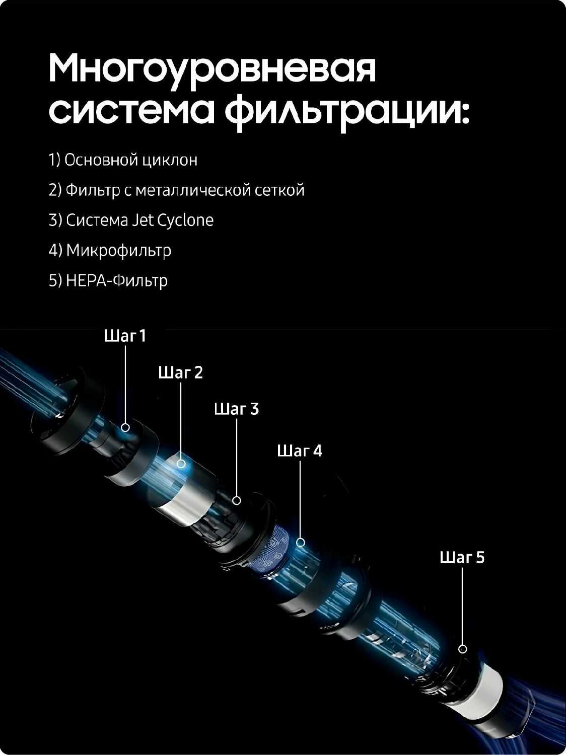 Пылесос вертикальный Samsung Bespoke Jet AI VS90F40DEK/EV, режим интеллектуальной уборки 2.0, универсальная станция очистки, управление Wi-Fi, черный фотография 4