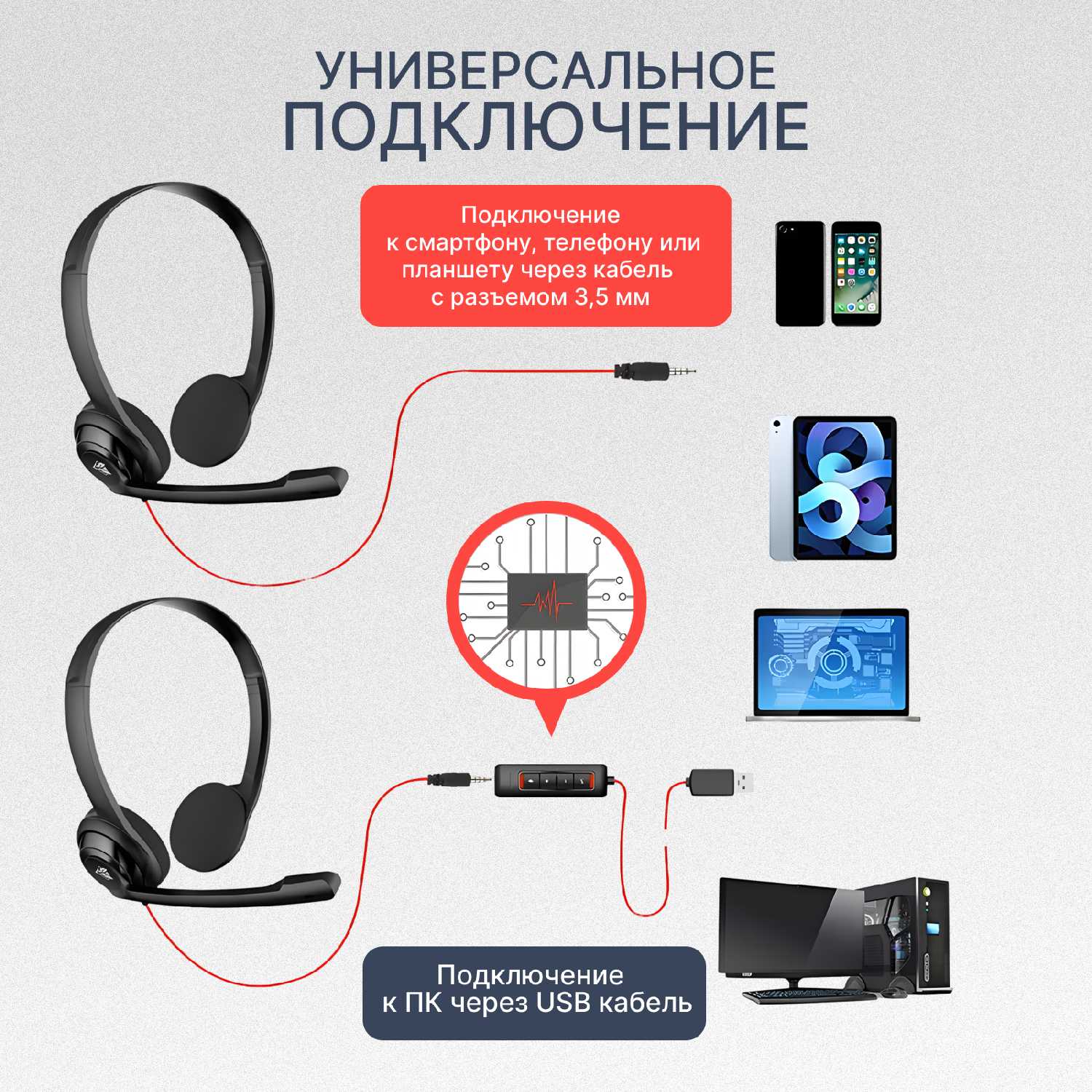 Компьютерная гарнитура с микрофоном NUBWO HW02 Duo фотография 2