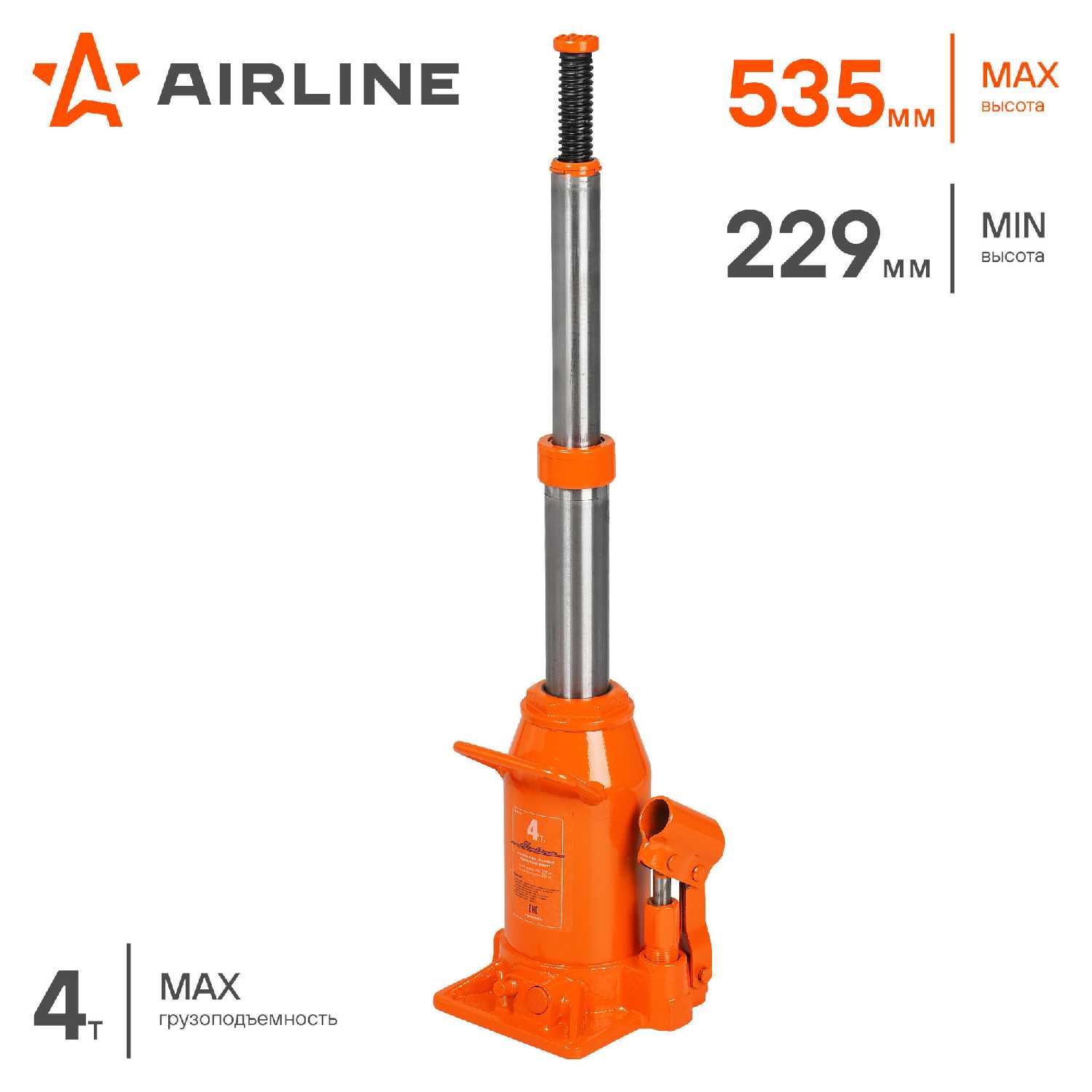 Домкрат бутылочный гидравлический AIRLINE AJ-TB-04 фотография 3