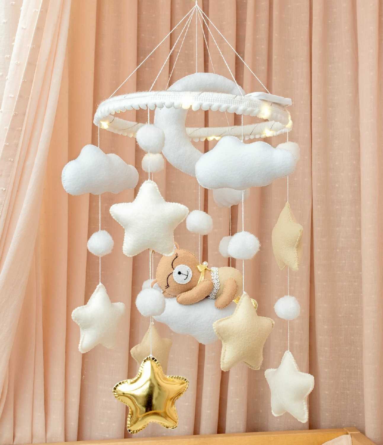 Мобиль в кроватку для новорожденных с подсветкой фотография 19