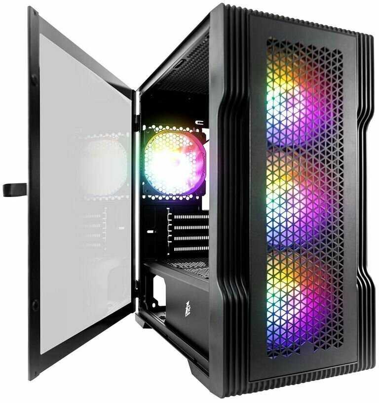 Корпус 1STPLAYER TRILOBITE T3 mATX, TG / 4x 120mm LED fans (T3-BK-4F1)