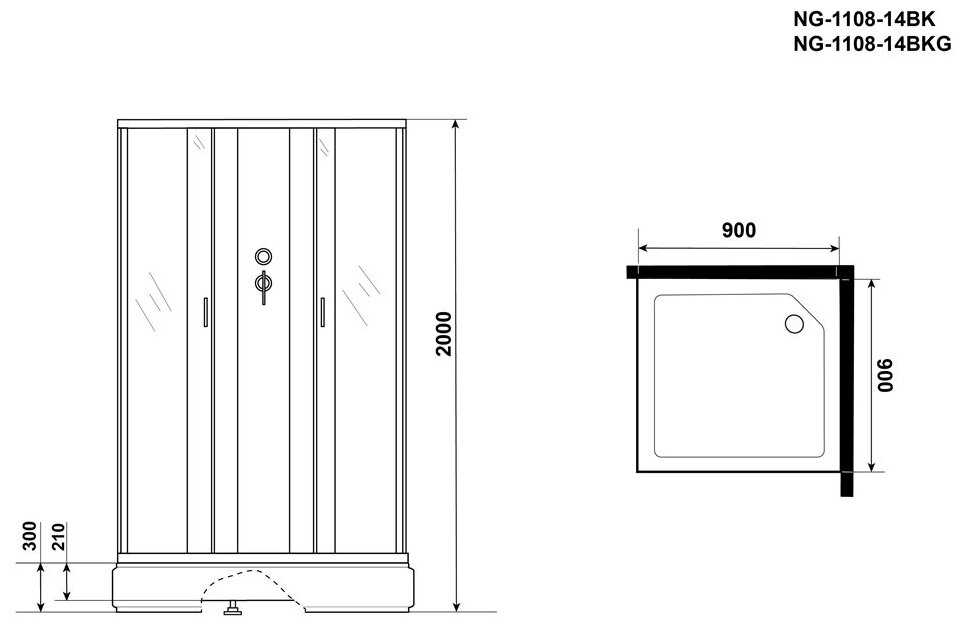 Душевая кабина Niagara NG-1108-14BK (900х900х2000) фотография 3