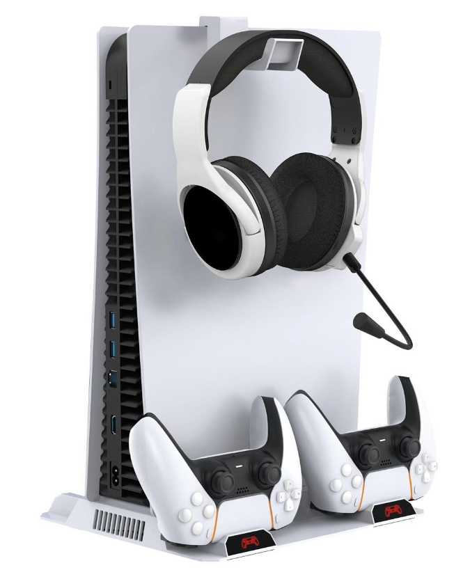 Аксессуары для PS5 Artplays охлаждающий стенд для PS5 с зарядкой для двух контроллеров [для двух контроллеров DualSense] фотография 1