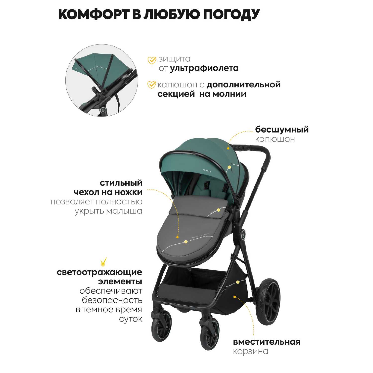 Коляска трансформер для новорожденных 3 в 1 Jovola Folk фотография 26