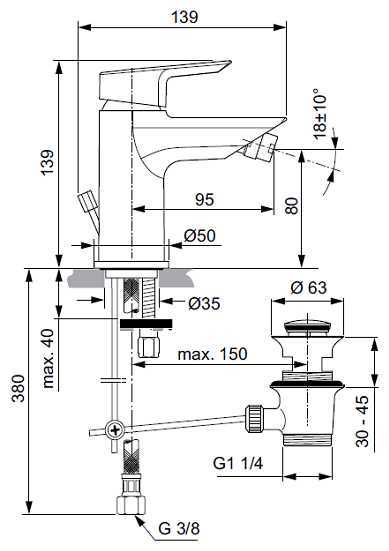 Смеситель для биде Ideal STANDARD Tesi A 6579 AA, рычажный фотография 1