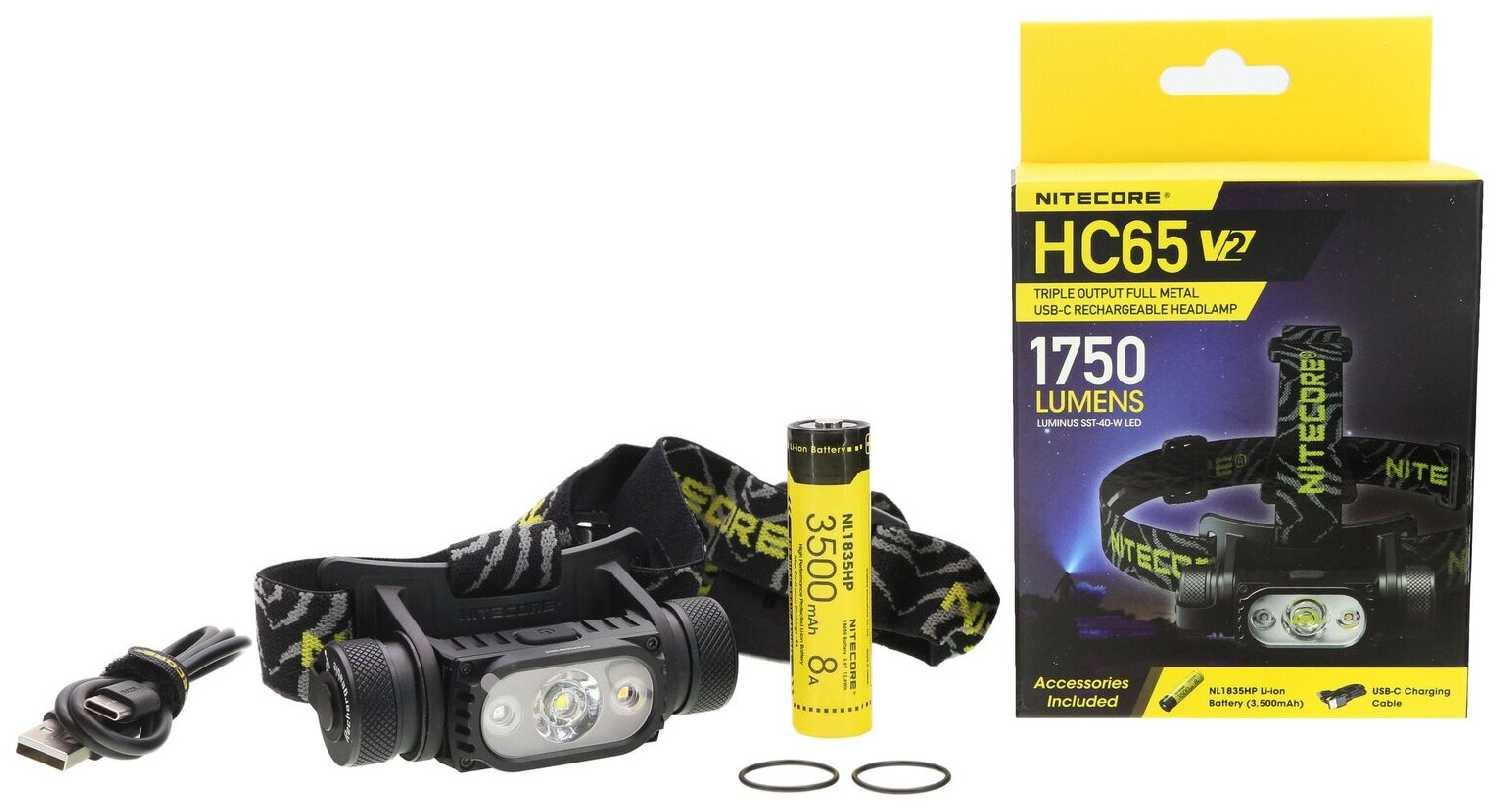 Налобный фонарь Nitecore HC65V2 Luminus SST-40-W фотография 4