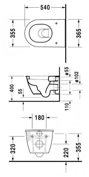 Чаша унитаза подвесная DURAVIT Darling New 254509 с горизонтальным выпуском фотография 1