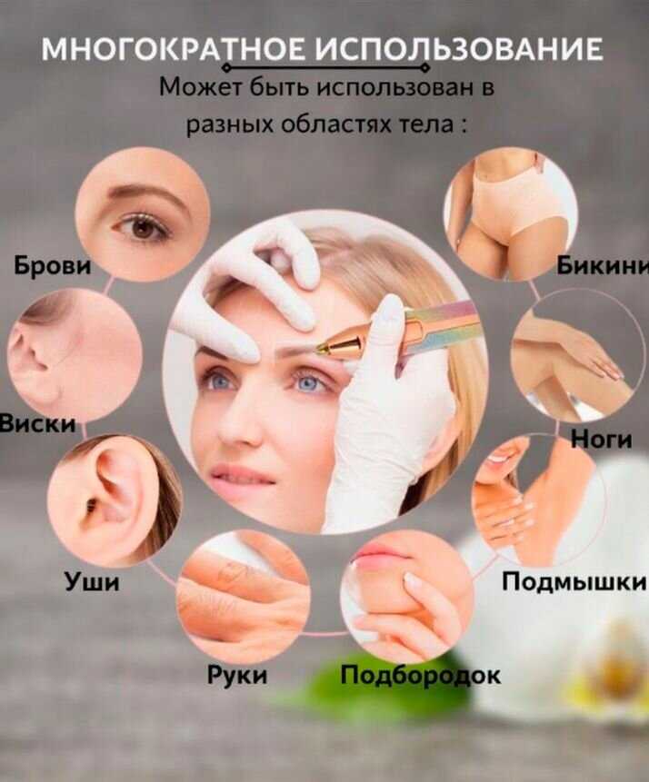 Триммер универсальный 2в1 для лица, тела и моделирования бровей АМ-360 / Эпилятор, блестящий фотография 2