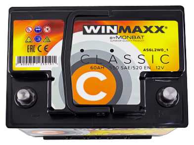 Автомобильная аккумуляторная батарея MONBAT WINMAXX CLASSIC 60 Ач 520 А (обратная полярность) фотография 2