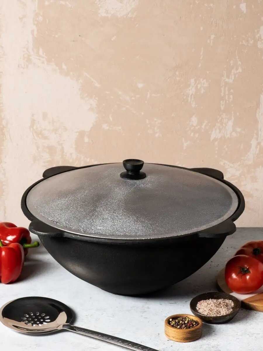 Казан Казан чугунный с крышкой (16 л) фотография 7