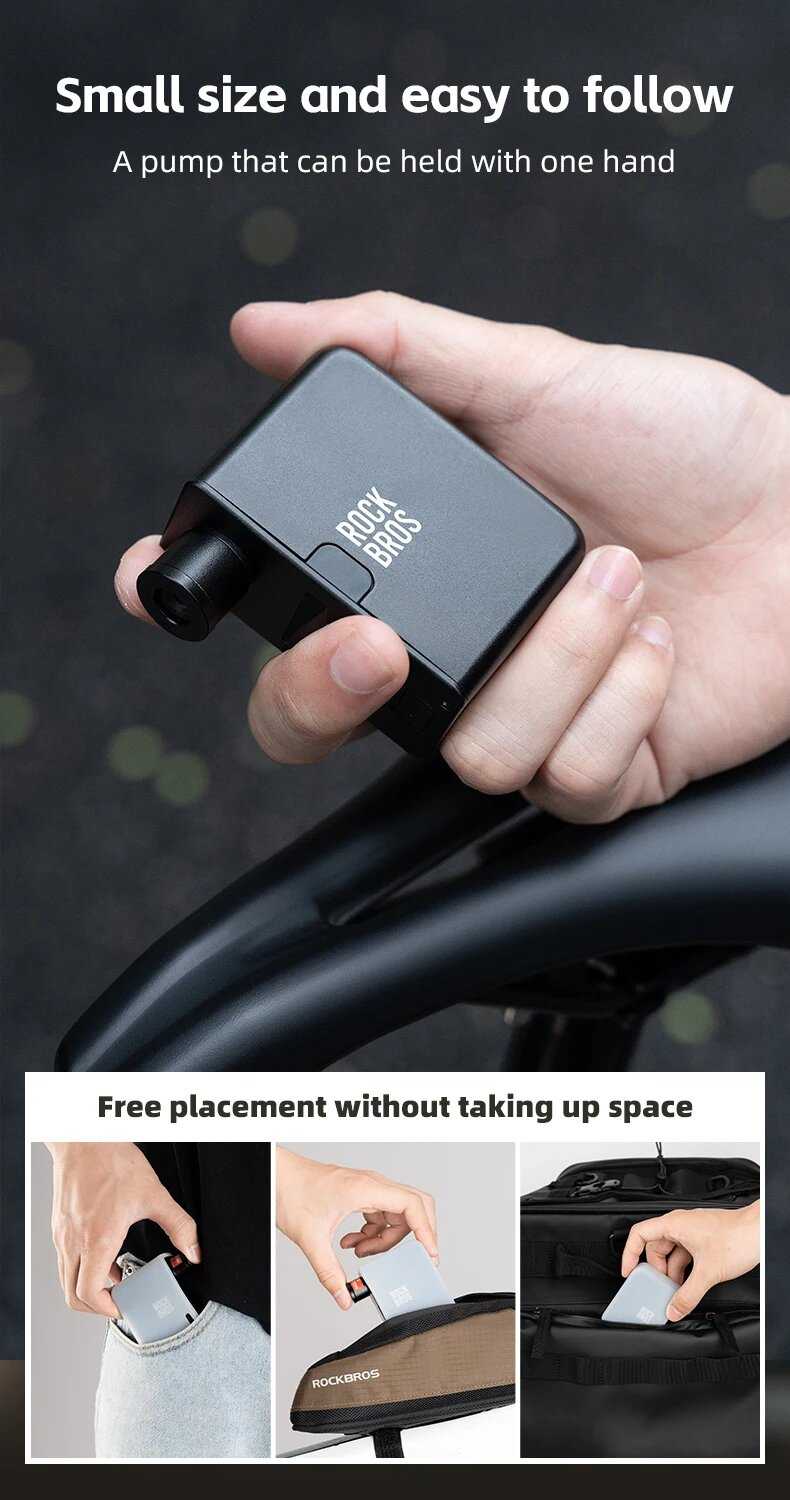 Насос велосипедный ROCKBROS компактный портативный фотография 10
