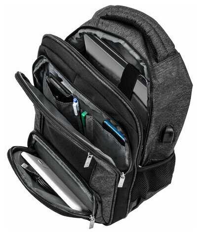 Рюкзак BRAUBERG URBAN универсальный, с отделением для ноутбука, черный/серый, 46х30х18 см, 270750 фотография 5