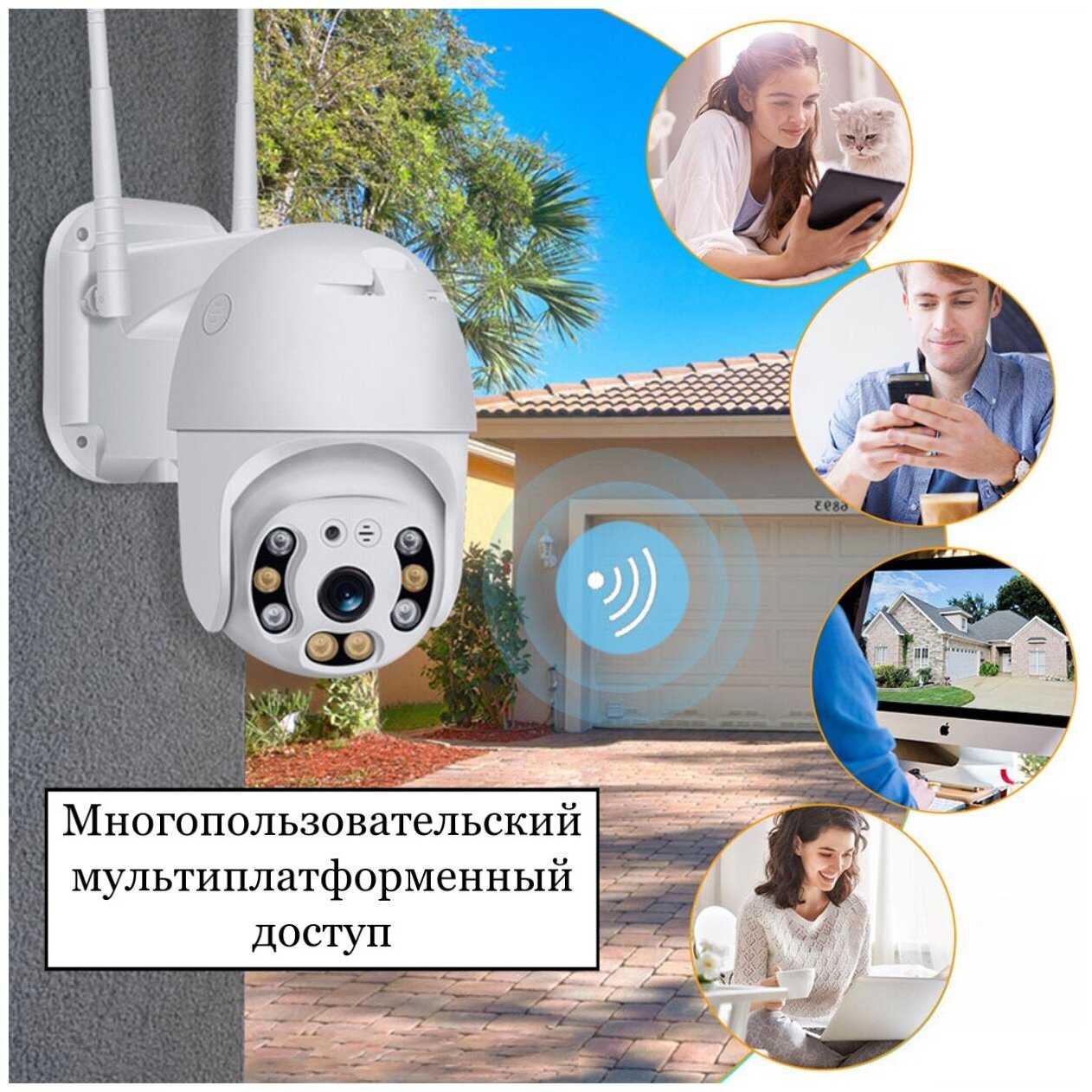 Беспроводная уличная поворотная 5Мп Wi-Fi IP камера видеонаблюдения фотография 2