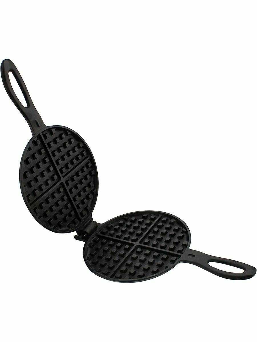 Чугунная вафельница для газовой, индукционной плиты. Ручная сковорода для венский, бельгийских вафель. фотография 3