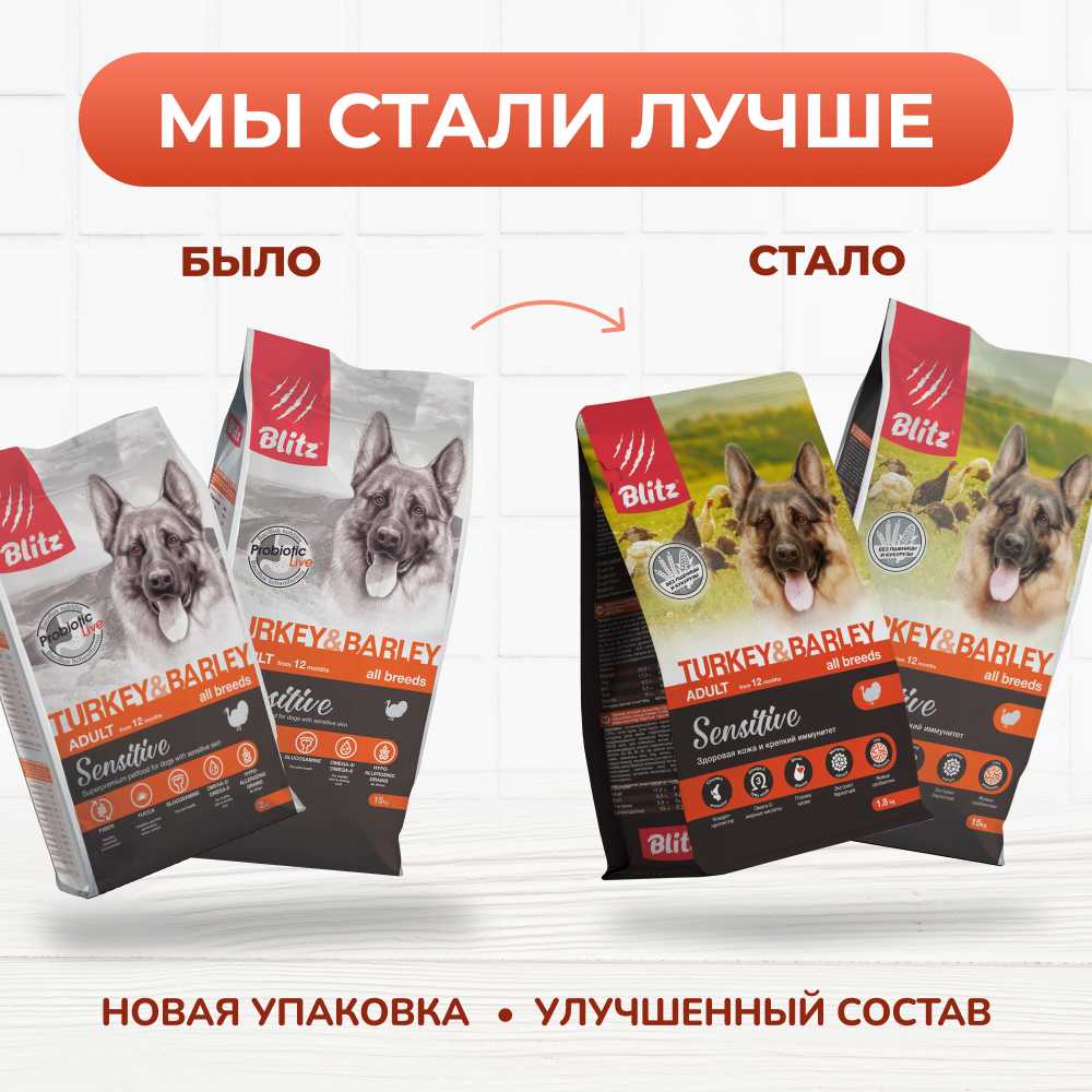 Корм для собак Blitz Sensitive (свинина, индейка, с ячменём) фотография 3