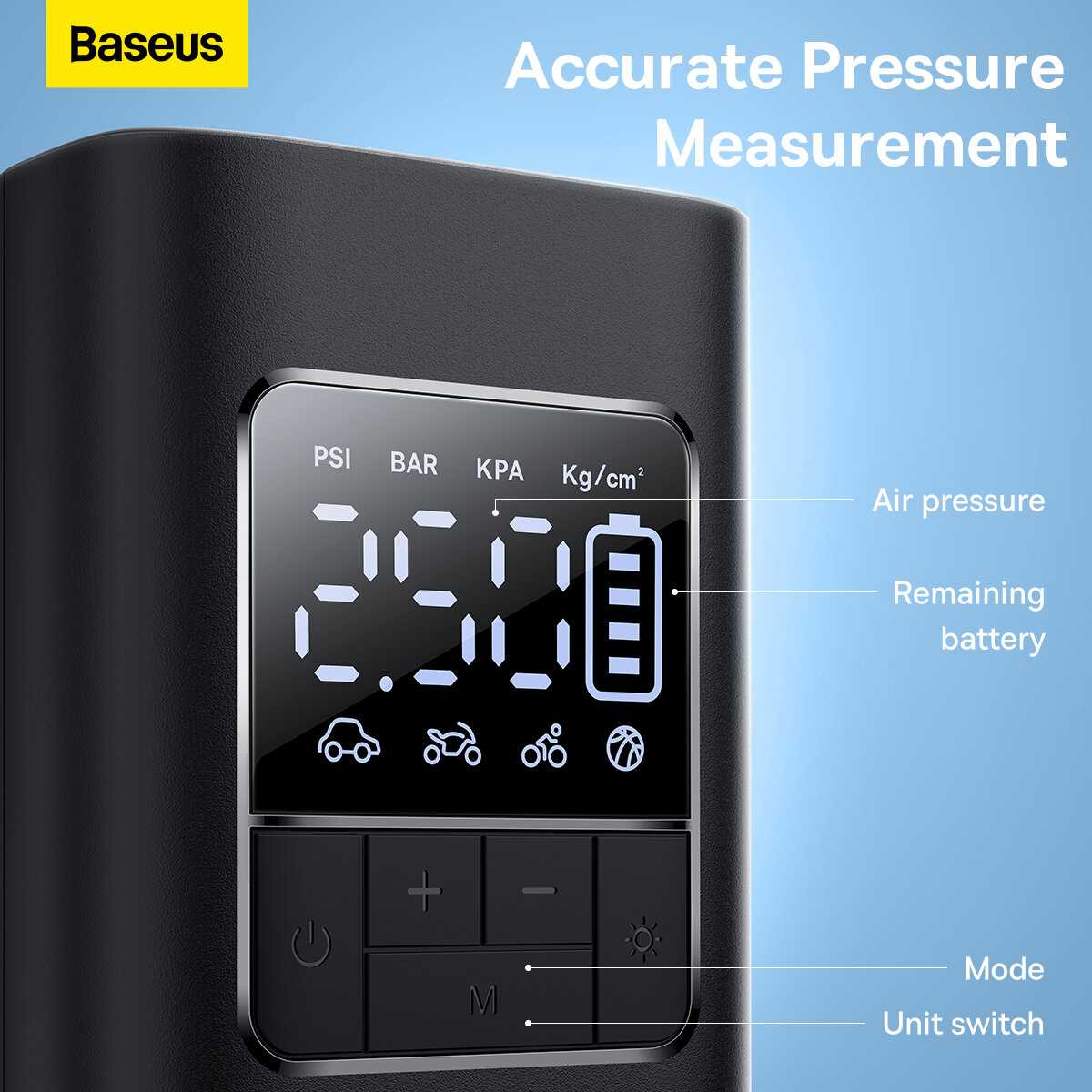 Беспроводной автомобильный компрессор Baseus SuperMini Pro Series Wireless Car Inflator (C11159300111-00) фотография 18