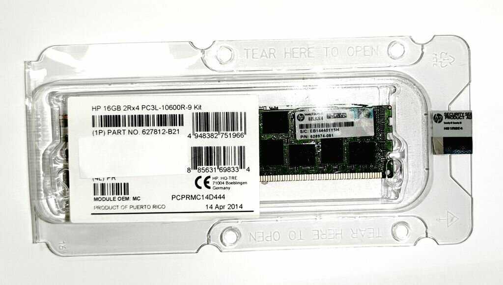 Оперативная память HP 16 ГБ DDR3L DIMM CL9 (627812-B21) фотография 3