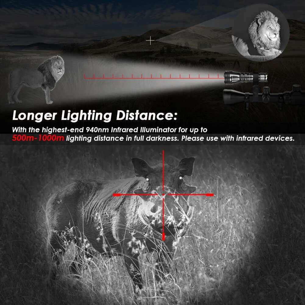 Светодиодный охотничий фонарик UniqueFire 2001D Vcsel IR 940 нм 850 нм линза Френеля зум ночное видение диммер Swtich фонарь макс. 1000 метров фотография 25