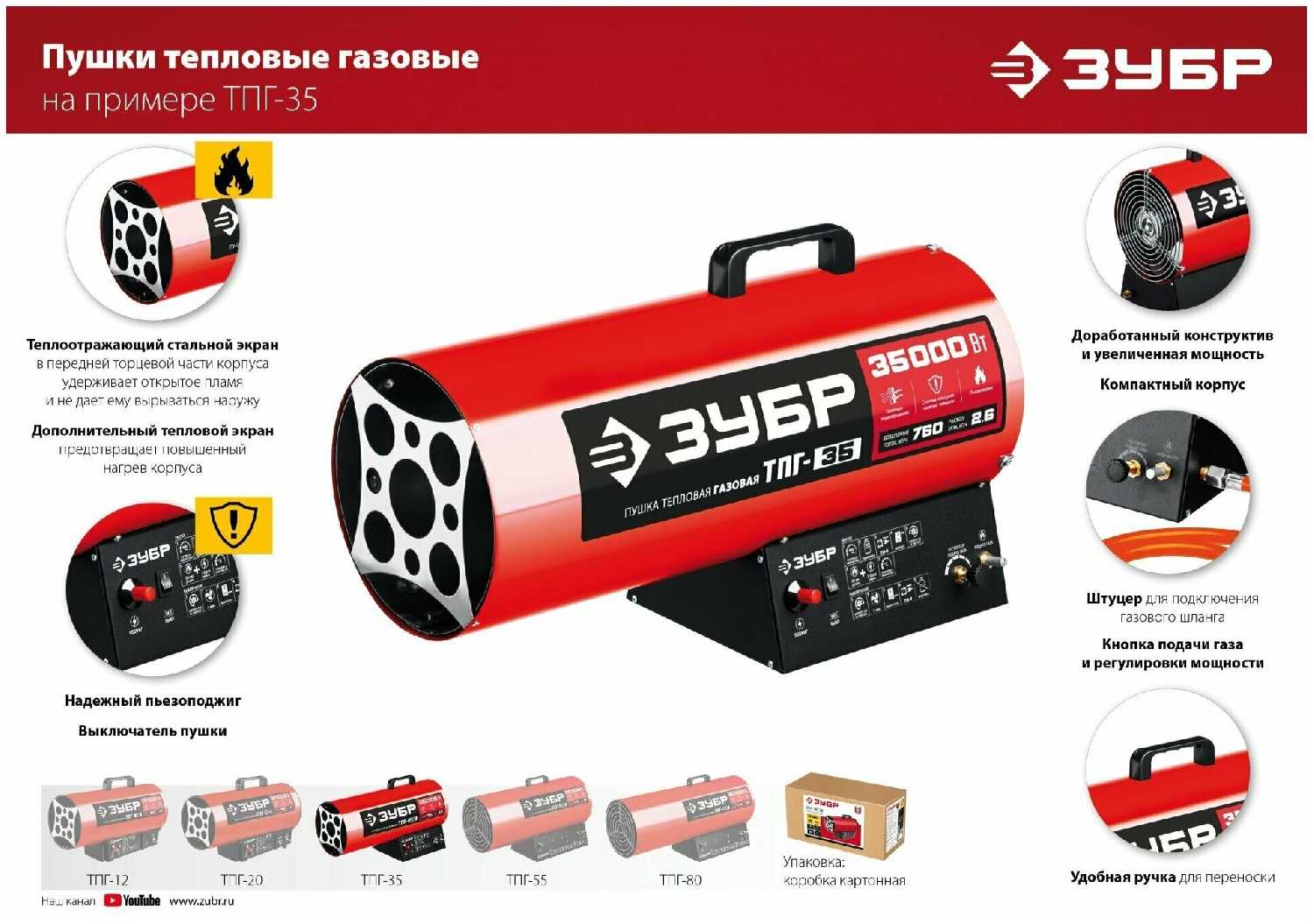 Газовая тепловая пушка ЗУБР ТПГ-35 фотография 12