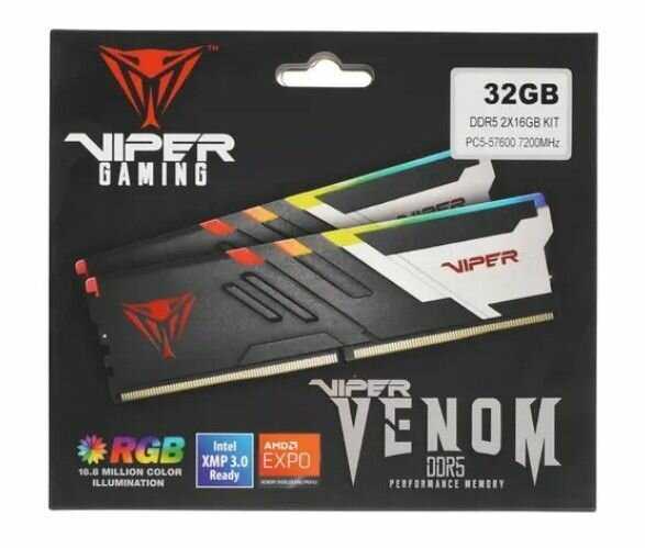 Оперативная память Patriot Memory VIPER Venom RGB DDR5 (PVVR532G720C34K) фотография 11