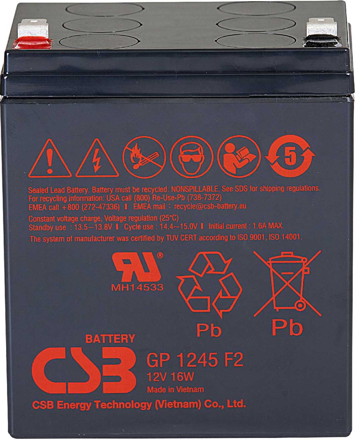 Аккумуляторная батарея CSB GP 1245 12В фотография 11