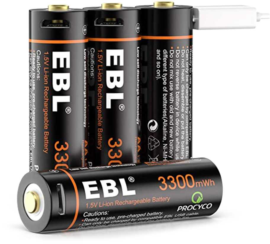 Аккумуляторные батарейки AA 1,5V Li-ion 3300 mWh с USB кабелем, 4 шт фотография 10