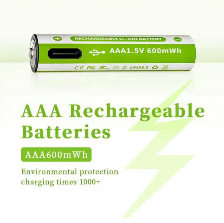 Аккумуляторные батарейки AAA 1,5V 600 mWh (2 шт.) фотография 2