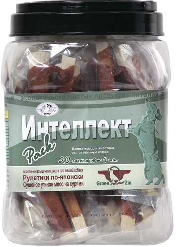 Лакомство для собак Green Qzin Интеллект (сушеное утиное мясо на сурими) фотография 14