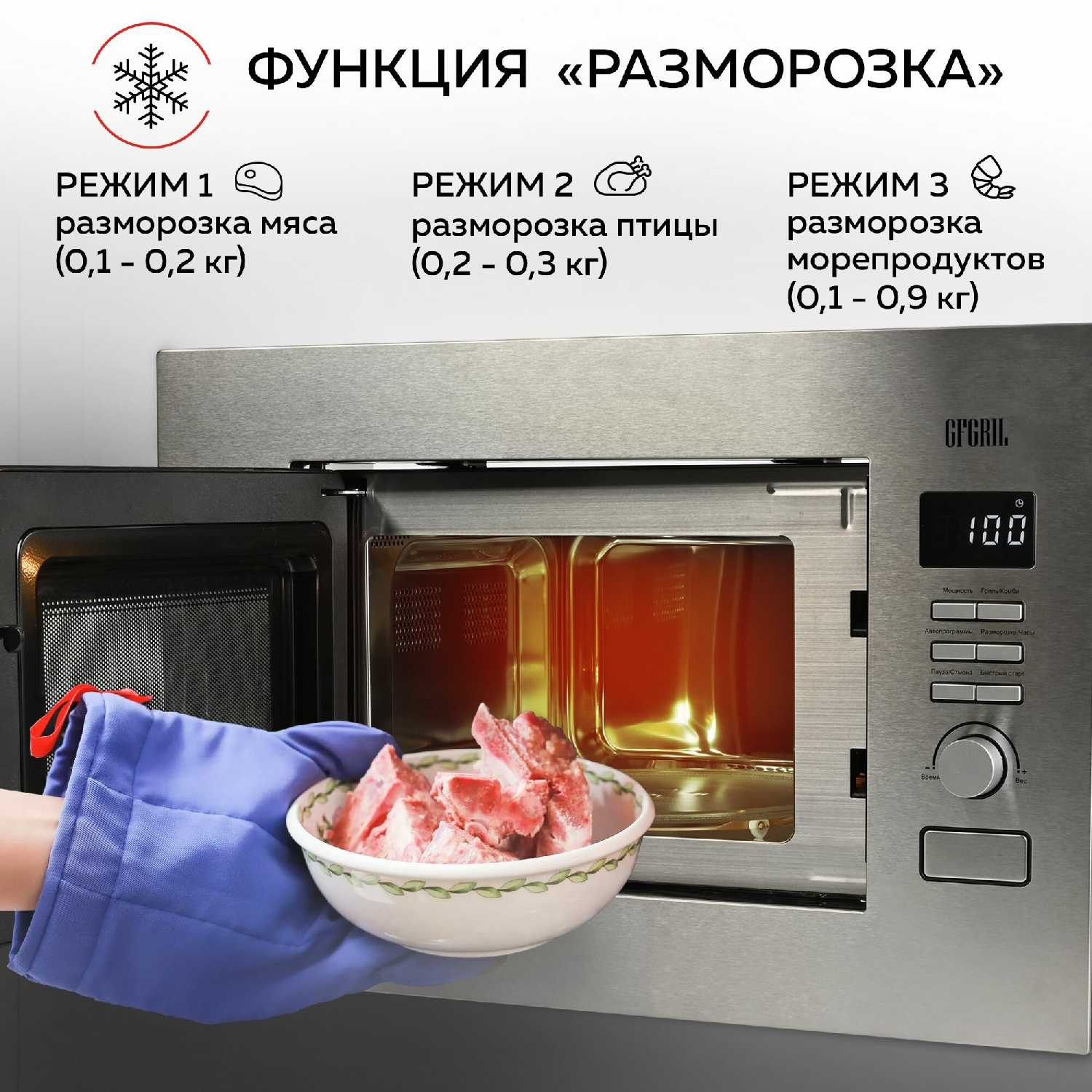Микроволновая печь GFGRIL Микроволновая печь соло GF-MWO203 (20 л, 700 Вт) фотография 9